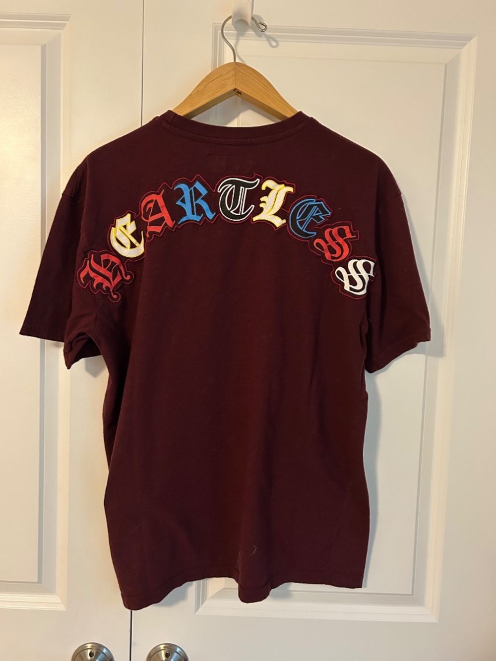 Reason Heartless embroidered tee burgundy streetwear embellished XL